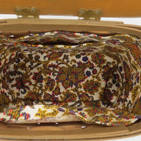 Handmade Vintage Basket Purse Lemons Decoupage, Lined, Fairmont Basket Works - Picture 4 of 10